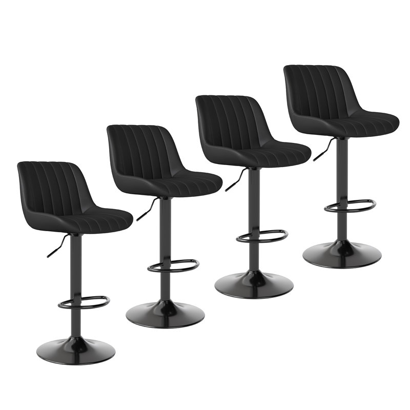 Tabouret de bar pivotant à hauteur réglable Moniq, 4, Noir