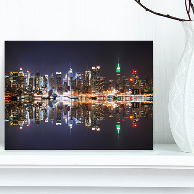 «New York City Skyscrapers in Blue Shade Cityscape», reproduction de photo sur toile tendue
