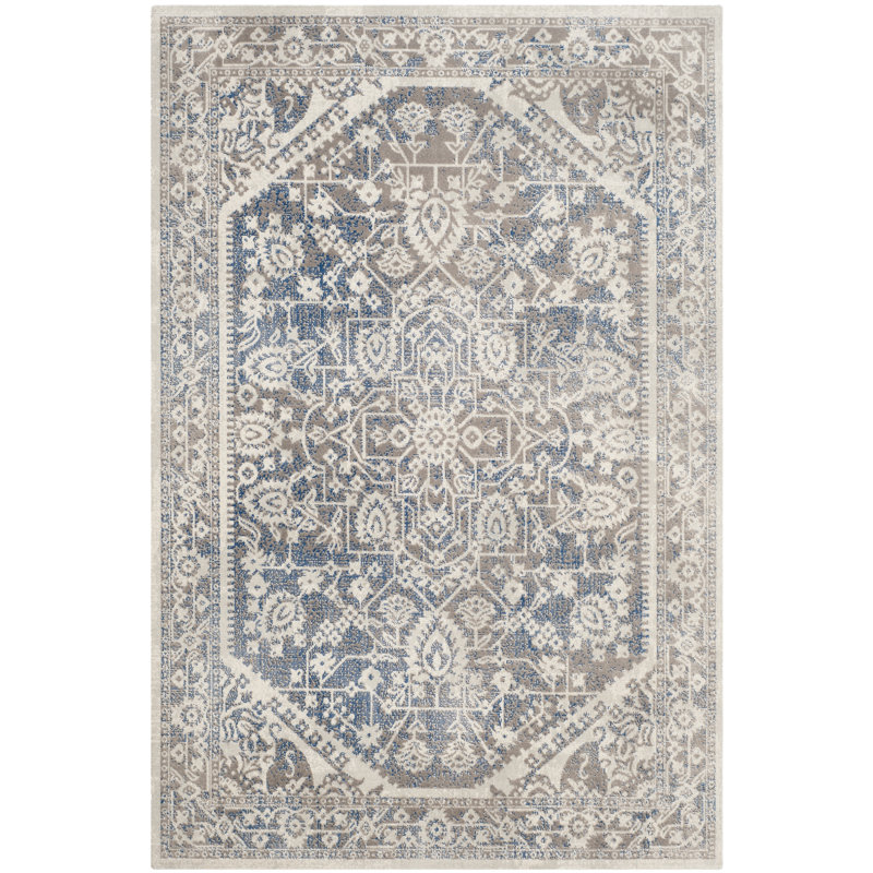 Patina Gray and Blue Oriental 3' x 5' Area Rug