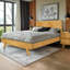Structure de lit plateforme en bois massif avec tête de lit - Style moderne Mid-Century, grain de bois sculpté, assemblage facile avec outil intelligent, aucun sommier tapissier requis-253314978-253314989