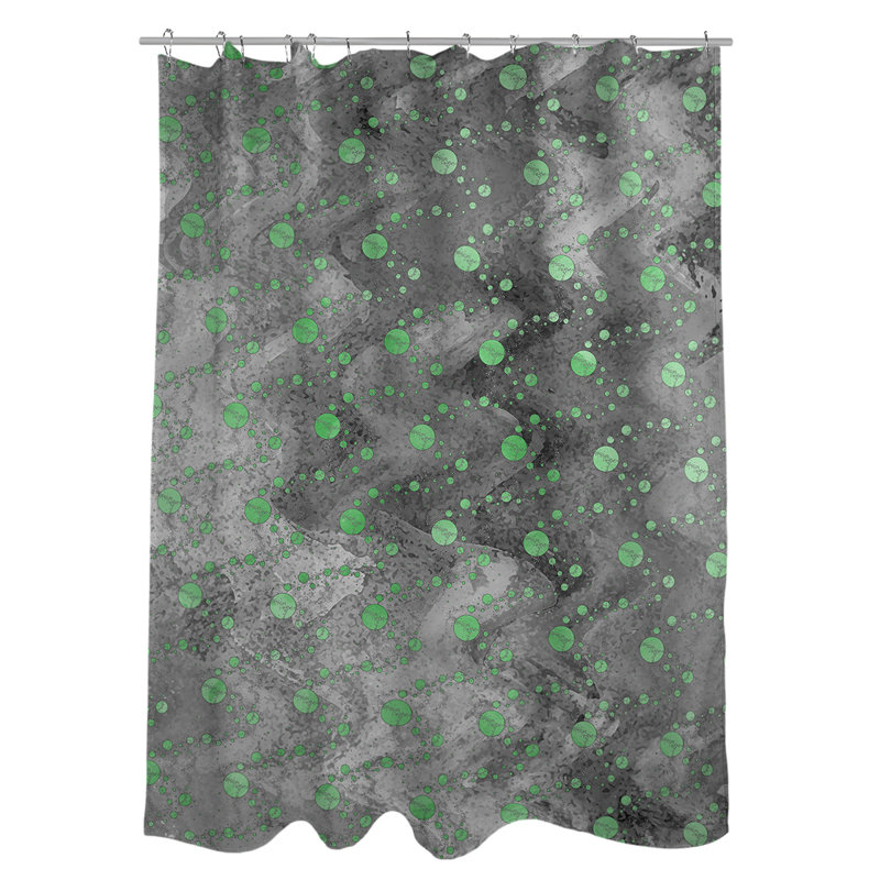 Rideau de douche simple planètes et étoiles, Vert / Noir