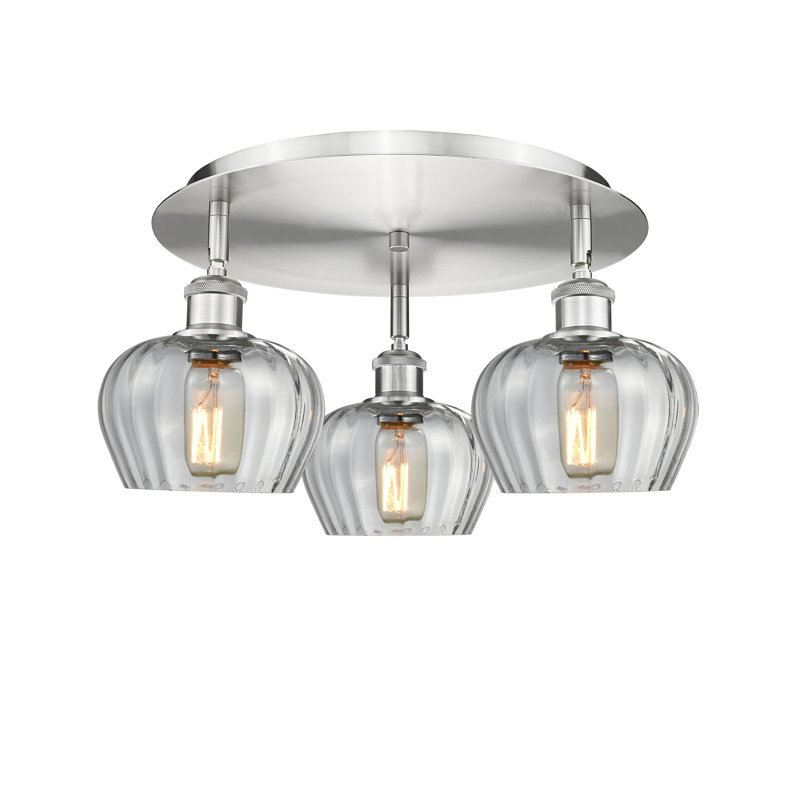 Bergeman Glass Flush Mount, Clear, Satin Nickel