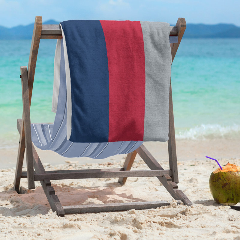 Columbus Lightweight Beach Towel, Blue/Red/Flat Silver, Microfiber