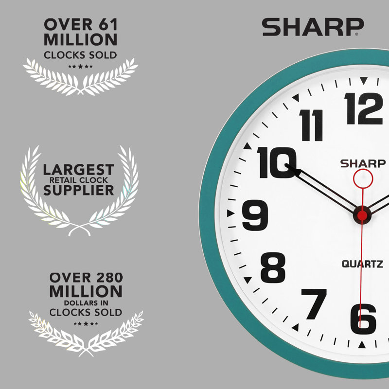 Sharp Matte Wall Clock, Teal 9.6'' , Teal