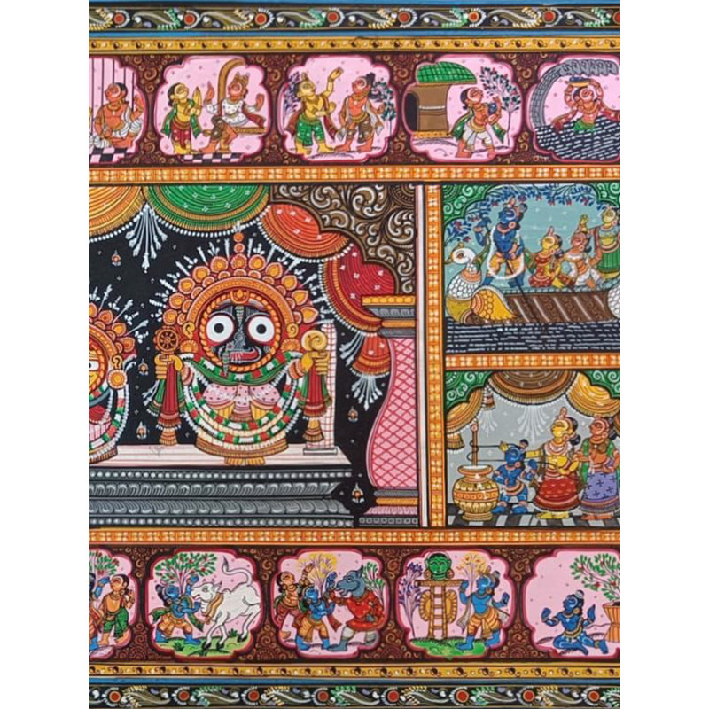 Lord Jagannath avec souvenirs de Krishna | Couleurs naturelles sur toile | Par Sachikant