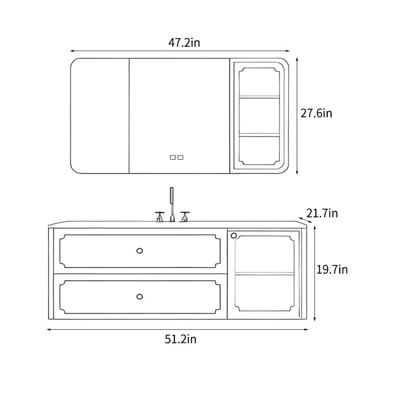 Fashion simple bathroom cabinet, 19.7" H x 51.2" W x 21.7" D