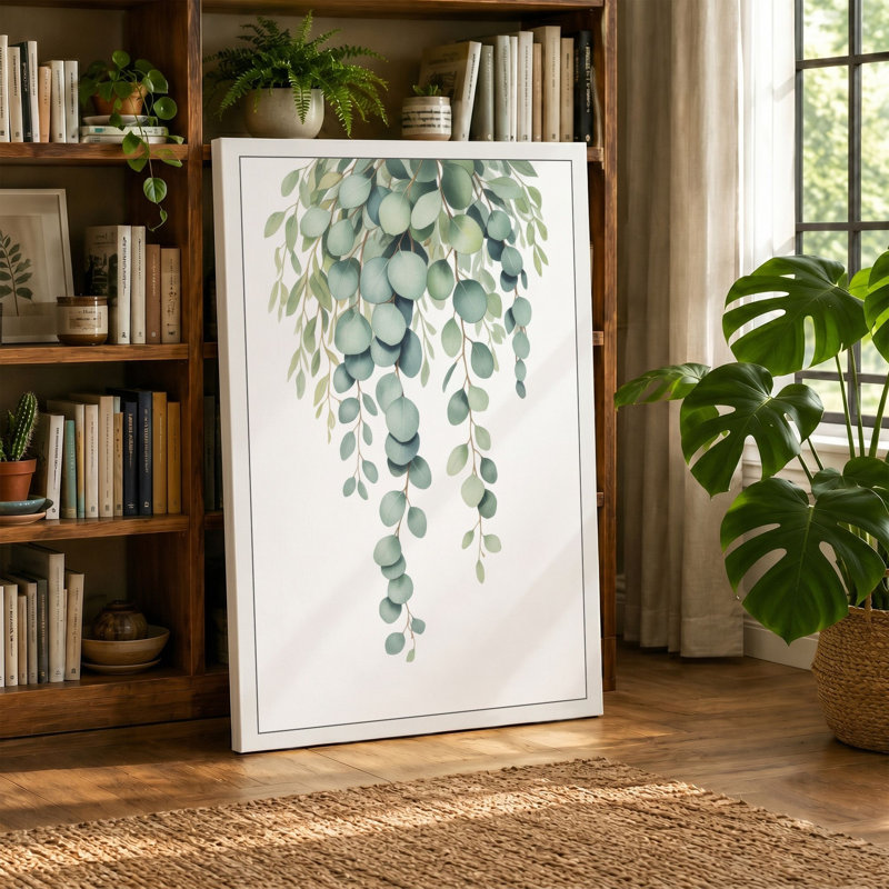 Weeping Eucalyptus Botanical - Wrapped Canvas, 24x16 - 61.0 x 40.6 cm, Terracotta Border
