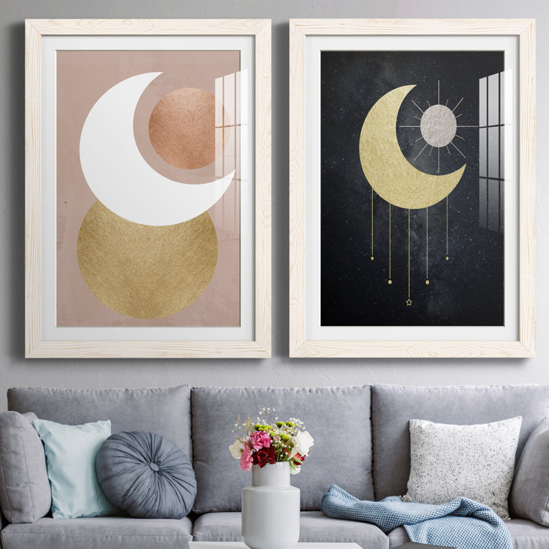 «Lunar Mystic», ensemble de 2 impressions, Papier encadré blanc, H 44 po x l 31 po x P 1 po