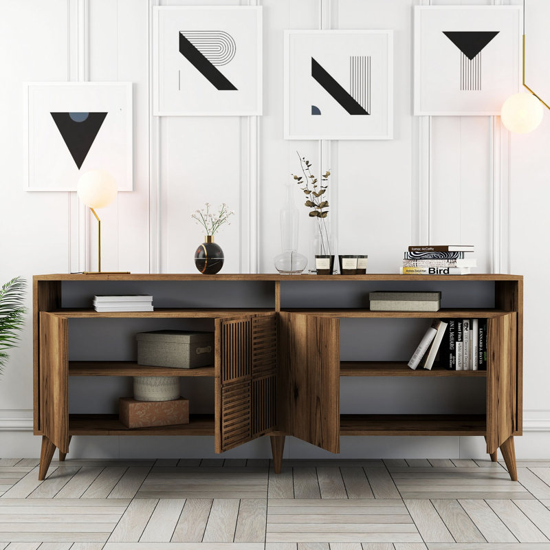 Console Adrius, Noyer, Noyer, H 30,9 po x l 70,9 po x P 13,8 po