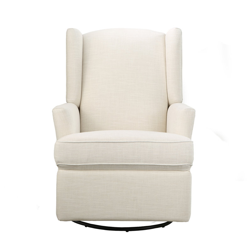 Swivel Reclining Glider, Ivory Polyester Blend