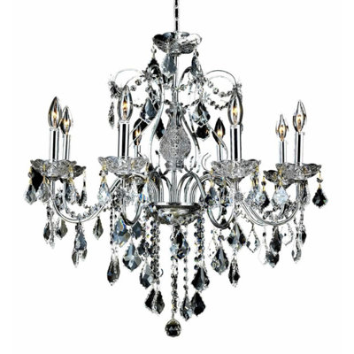 Lustre classique / traditionnel à 8 lumières de style bougie avec détails en cristal Dagmar
