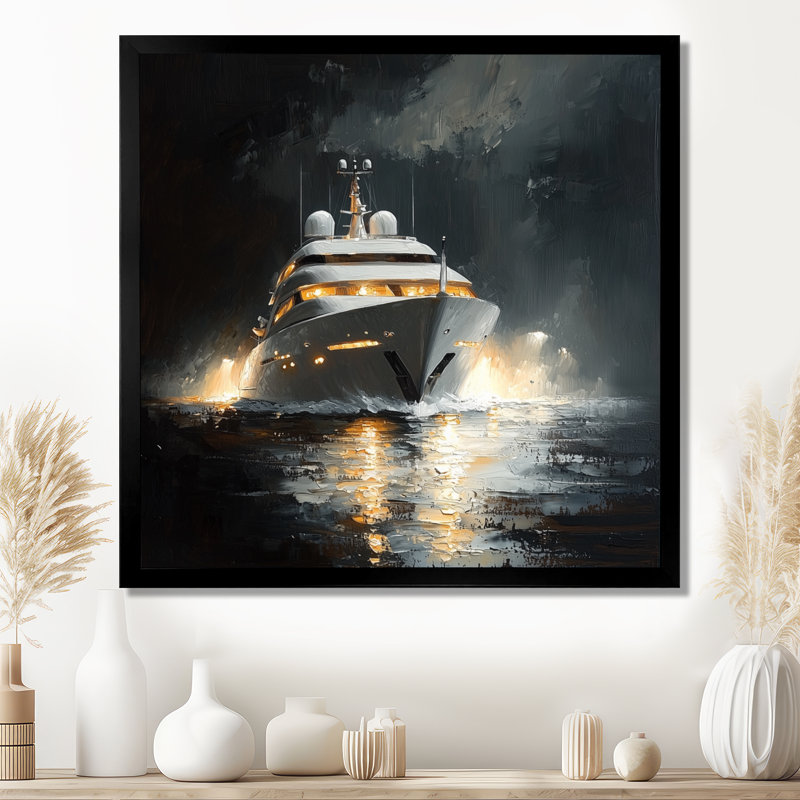 Yacht Boat Success Energy II - bateau grand art mural, Reproduction encadrée d'une seule photo, Noir, noir, noir, noir