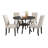 Biony Espresso Wood Dining Set With Fabric Nailhead Chairs-132211872