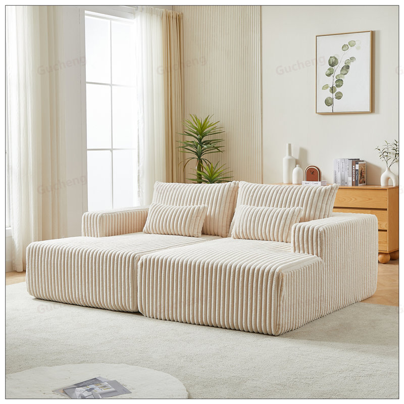 Méridienne surdimensionnée de 87 po, sans assemblage requis, causeuse en peluche avec canapé-lit inclinable, canapé-lit moderne moelleux pour la vie intérieure