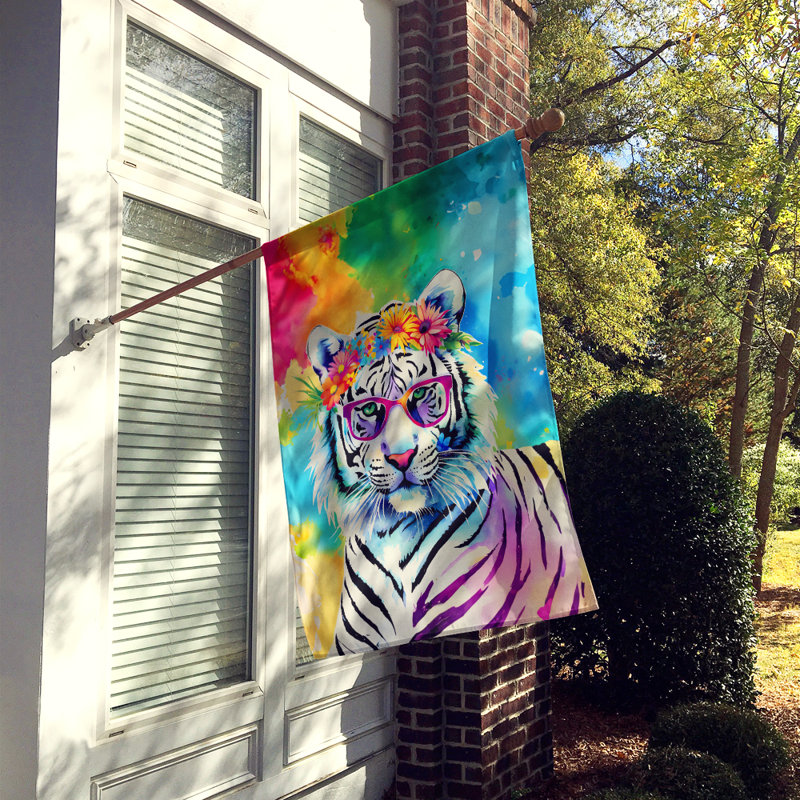 Drapeau de maison de tigre blanc hippie