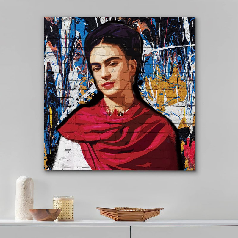 Art urbain sur toile Frida Kahlo, H 24 po x l 24 po x P 1,5 po