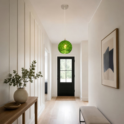 7.09in Green Aluminum Wire Globe Pendant Light (E26 Warm Bulb Included)