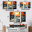 «Yellow Sunset Waves - Coastal Sunset», art mural-584512344-584512345