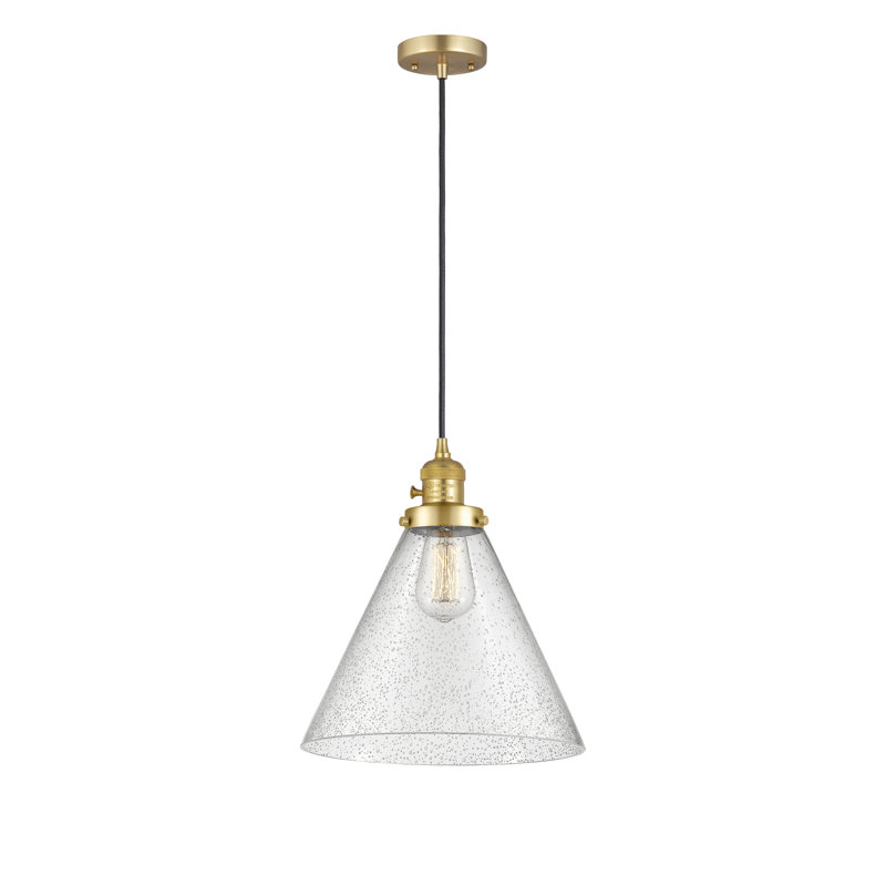 Luminaire suspendu en forme de globe à 1 lumière Angjelina, Ampoule non incluse, Or satiné, H 14,13 po x l 12 po x P 12 po
