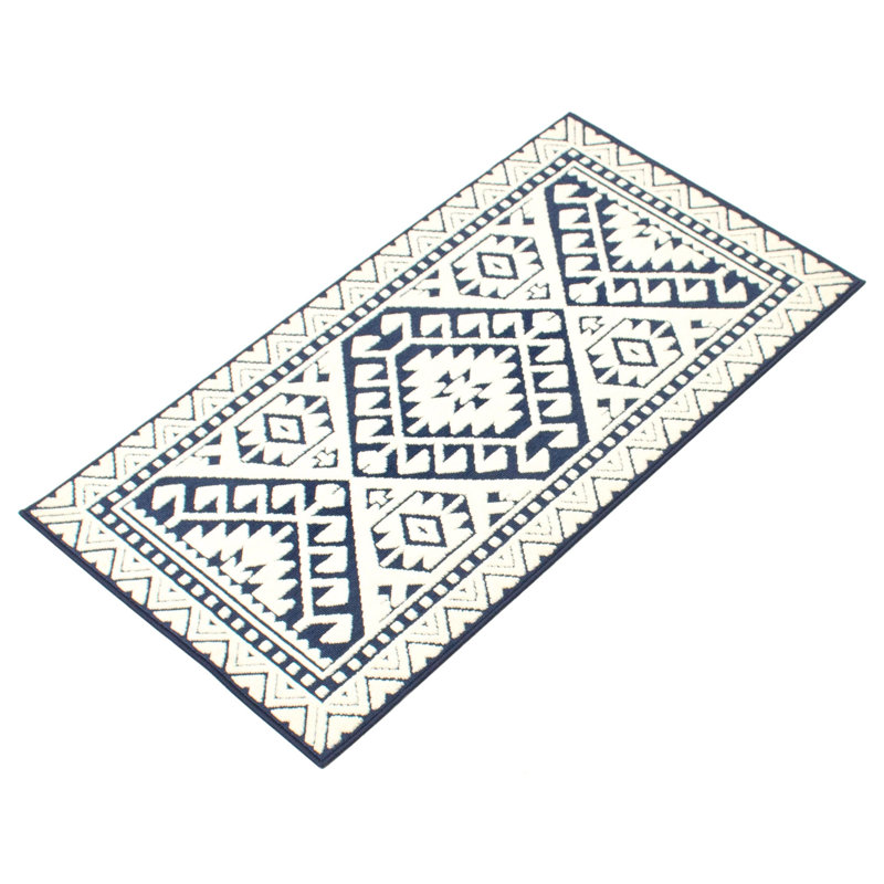 Tapis géométrique bleu / ivoire Kerber, Rectangle 3 pi 11 po x 5 pi 7 po