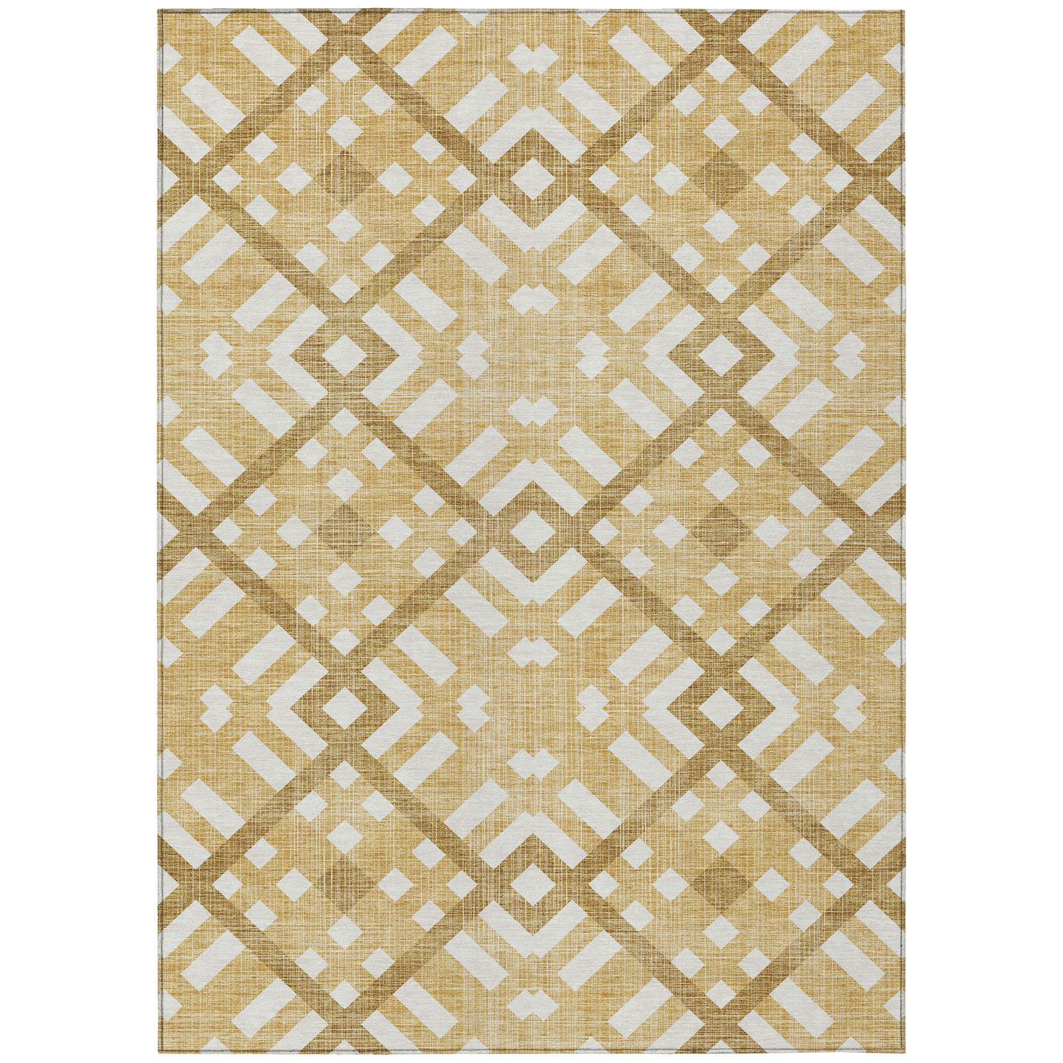 HomeRoots 3' X 5' Tan Geometric Washable Indoor Outdoor Area Rug | Wayfair