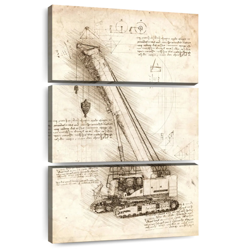 Crane Blueprint, 38" H x 24" W