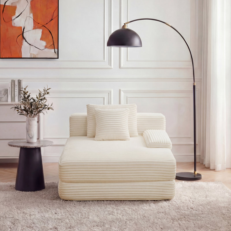 Très grande chaise longue d'intérieur Eliam, Beige