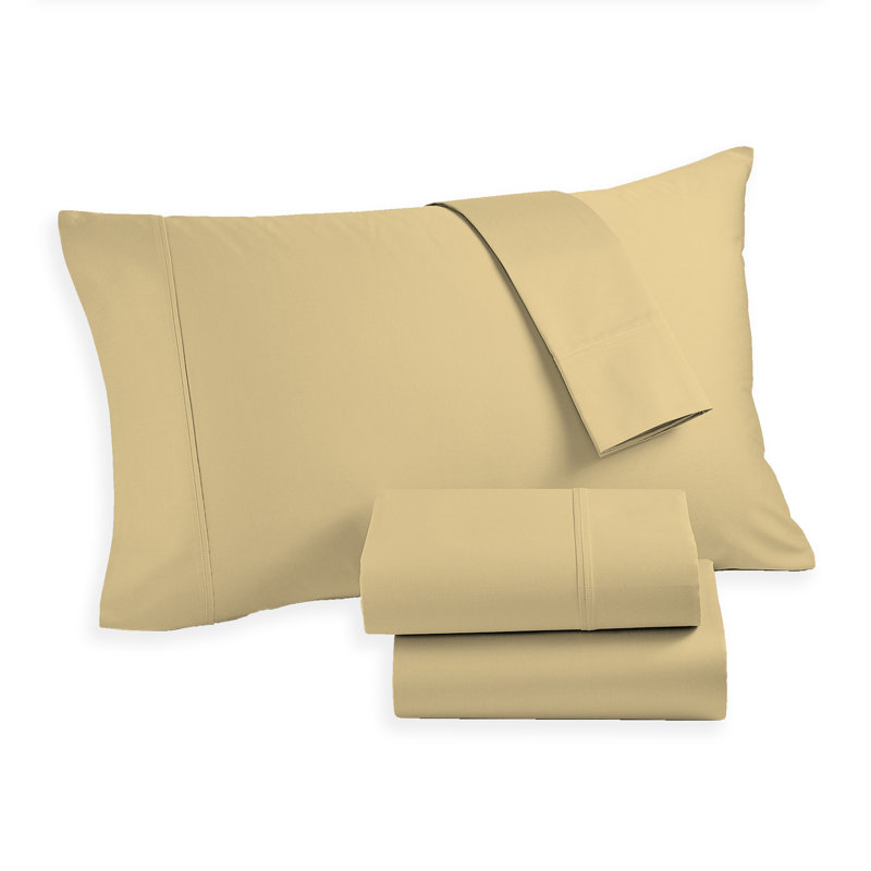 Full Deep Pocket Yellow Cotton Percale Sheet Set