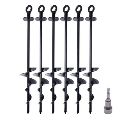 6pcs 18" Screw in Ground Anchors Trampoline Anchors with 2.7" Spiral Blade for Swing Set Tent Canopy