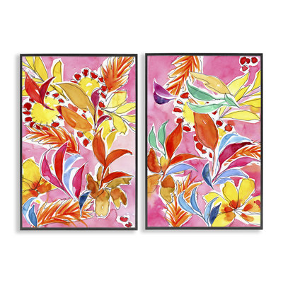  Whimsical Leaf Impressions 2 PC Giclee Art Set by Regina Moore