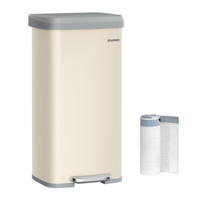 18 Gallon Stainless Steel Trash Can Step On Carbon Filter with 15 Trash Bags