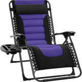 Danny-James Oversized Padded Zero Gravity Chair, Folding Outdoor Patio Recliner w/ Side Tray