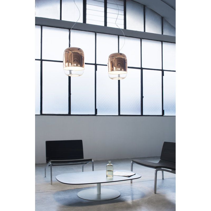 Gong 1 - Light Chrome Single Pendant, 200cm H x 30cm W x 30cm D, Copper