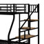 Lit superposé simple au-dessus d'un lit double en métal avec escalier de rangement et lit gigogne-1459333302