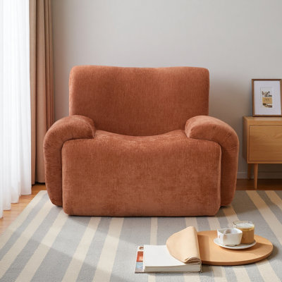 Chaise d'appoint rembourrée à rayures verticales de 42 po de largeur avec chenille verticale de 42 po de largeur, canapé-lit simple désossé, fauteuil de lecture confortable avec sièges profonds pour le salon