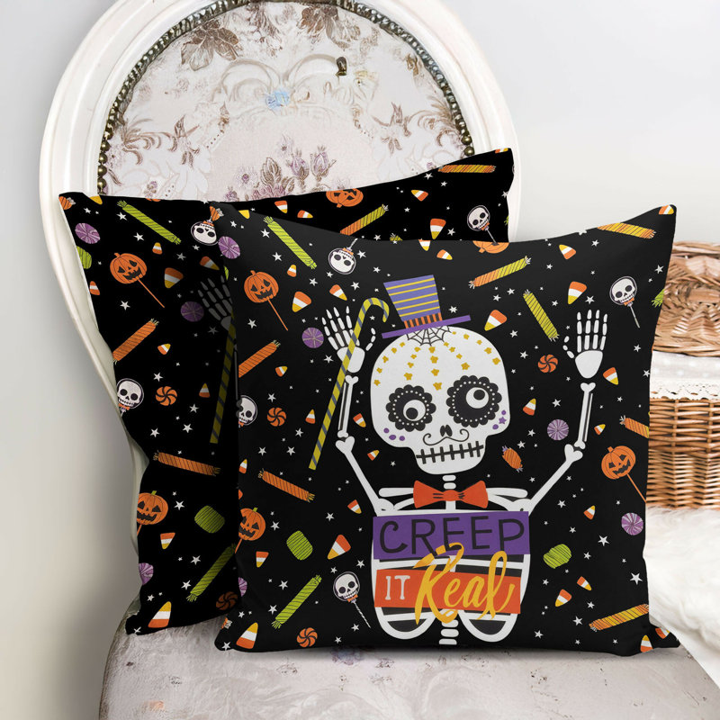 Housses de coussin d'Halloween - Décoration de salle à manger ou de salon des Fêtes, Halloween noir