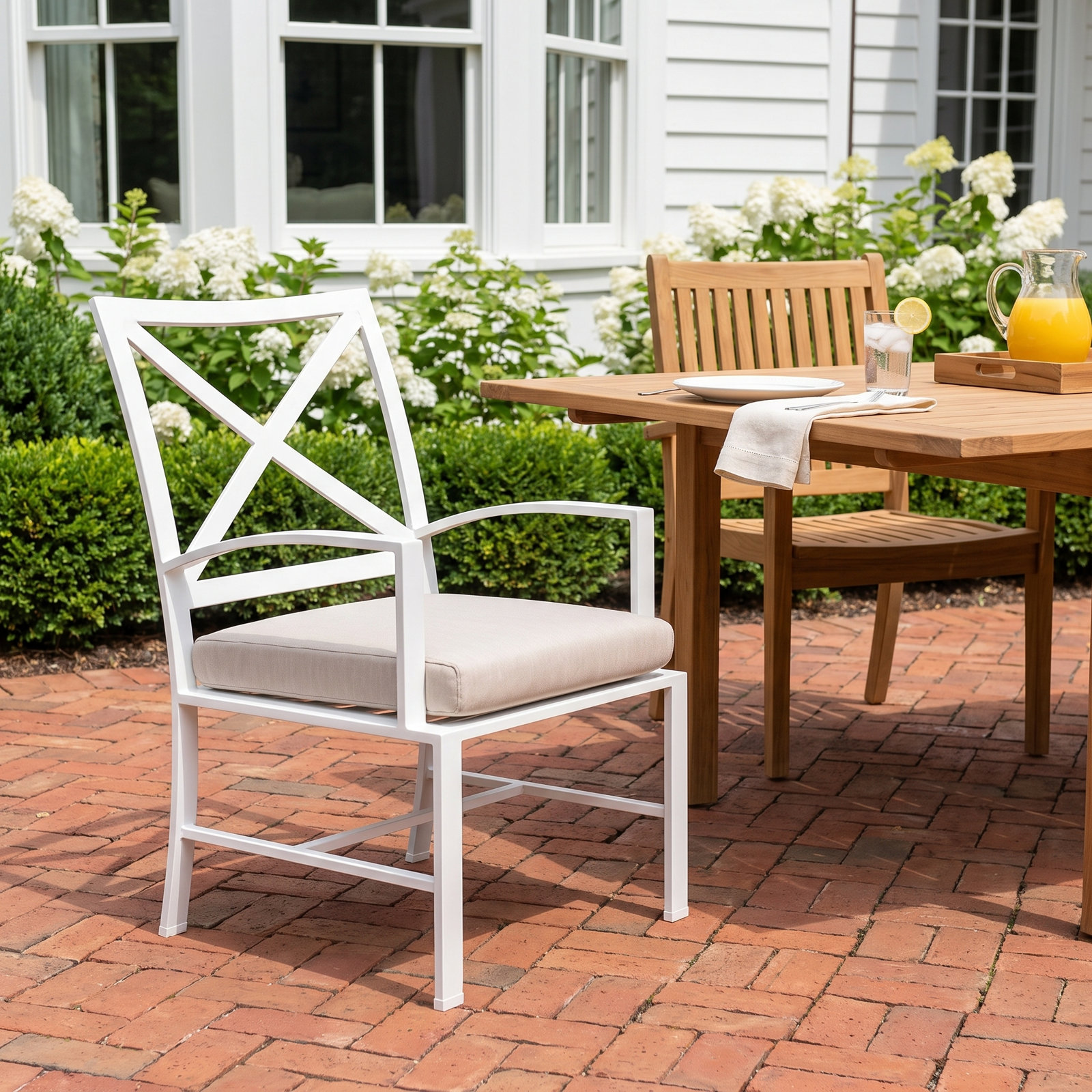 Bristol Sunbrella® Aluminum Patio Armchair, Canvas Flax Sunbrella® Canvas