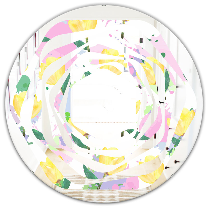 Miroir mural Whirl Coastal, H 31,5 po x l 31,5 po, Motif floral tourbillon avec fleurs
