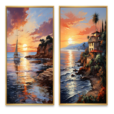«Espagne coucher de soleil sur la Costa Del Solin», 2 pièces