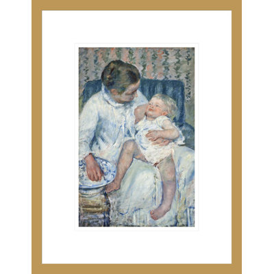 «Mother About to Wash Her Sleepy Child» par Mary Cassatt, impression giclée encadrée