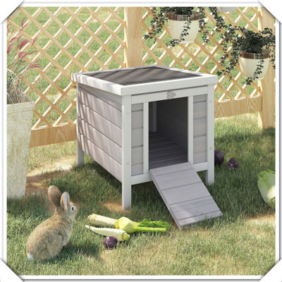Small Wooden Rabbit Hutch with Openable Waterproof Roof