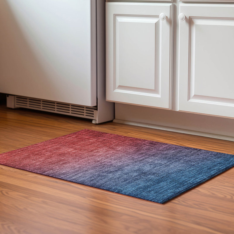 Tapis bleu marine Cerrito AMF587 lavable à la machine de qualité supérieure, Rectangle 1 pi 8 po x 2 pi 6 po