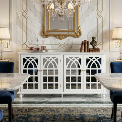 63"W Storage Cabinet With Glass Doors