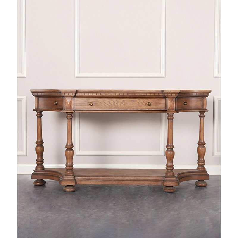 Console classique classique avec pieds tournés et tablette inférieure, H 33,9 po x l 63 po x P 11,8 po