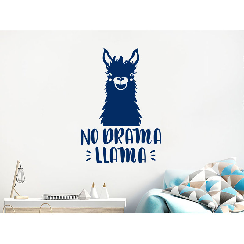 Décalcomanie murale de chambre de bébé llama, Bleu foncé