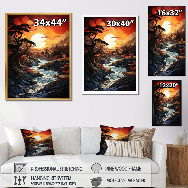 Tajana Sunset Dusks Embrace Papercut - impression, H 20 po x l 12 po x P 1 po, Cadre flottant noir
