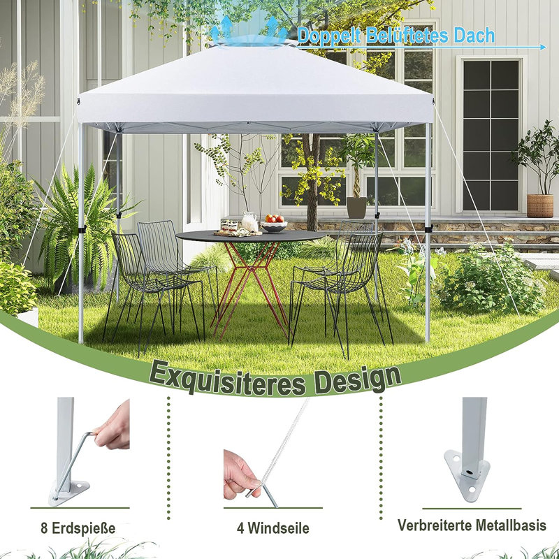 Veasley 3.1m x 3.1m Metal Pop-up Gazebo, White