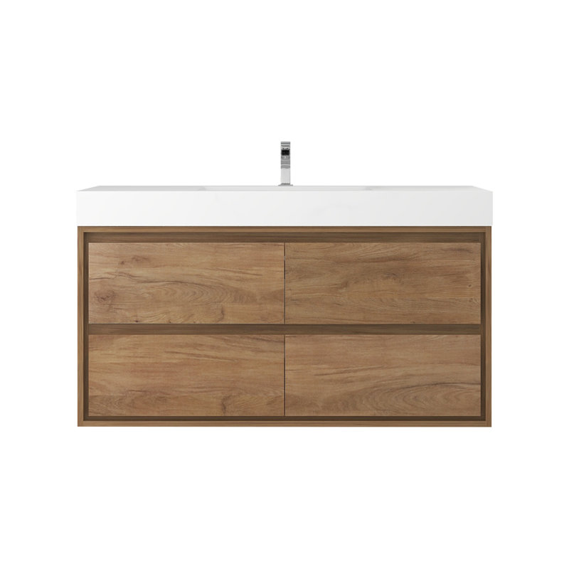 48'' Single Bathroom Vanity with Acrylic Top, White Oak