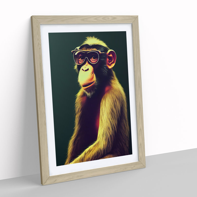 Special Monkey - Single Picture Frame Print, 64cm H x 46cm W x 2cm D, Oak Framed