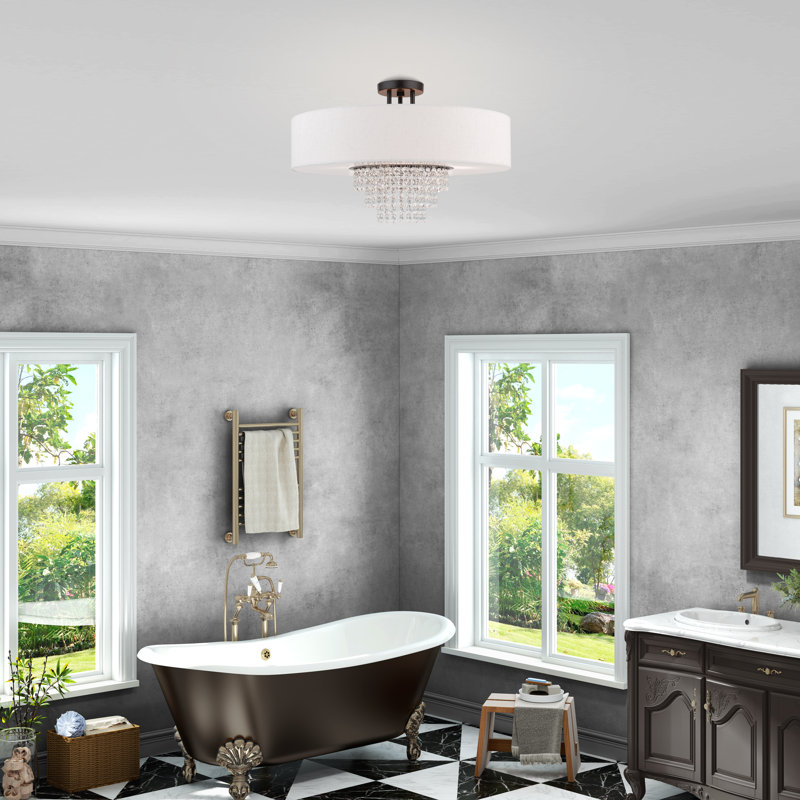 Claudelle Fabric Semi Flush Mount, 14.4" H x 22" W